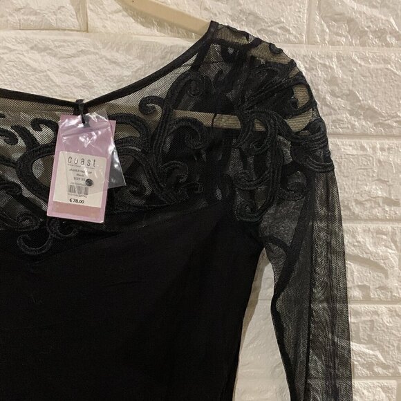 BRAND NEW WITH TAG | CASUAL | SEMI FORMAL LACE MESH TOP | EMBROIDERED | BLACK | - Picture 4 of 5